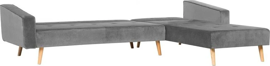 Beliani Išskleidžiama kampinė sofa VADSO, skirta 4 asmenims, veliūrinė, pilka, kairinė