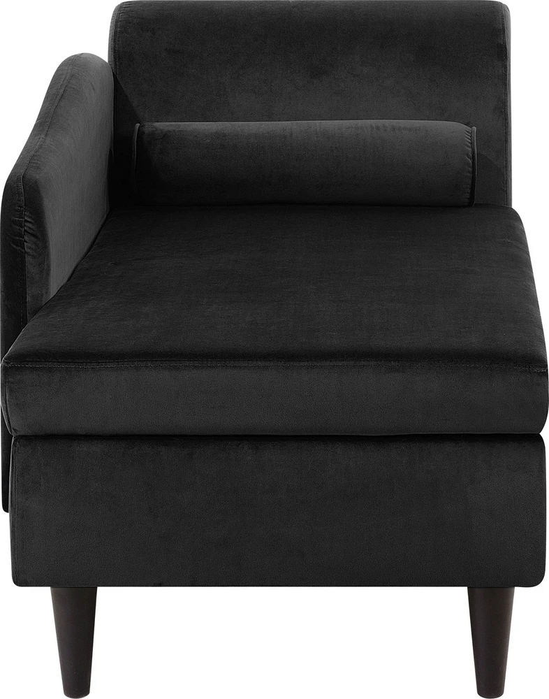 Sofa Beliani Dešininis šezlongas LUIRO veliūrinis juodas su daiktadėže