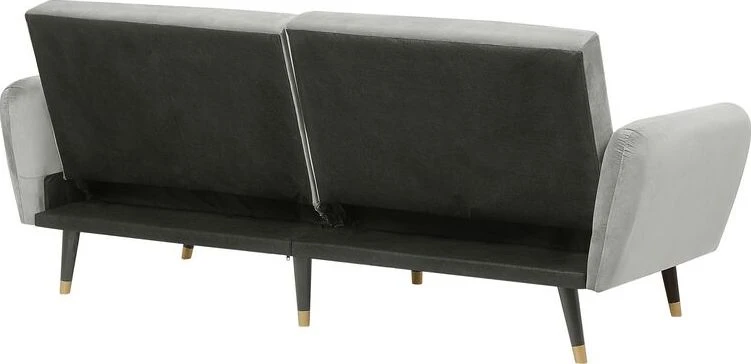 Beliani Trivietė išskleidžiama sofa VIMMERBY, šviesiai pilkas veliūras