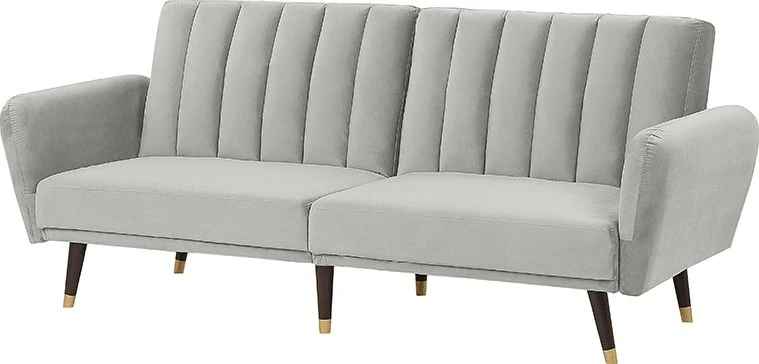 Beliani Trivietė išskleidžiama sofa VIMMERBY, šviesiai pilkas veliūras