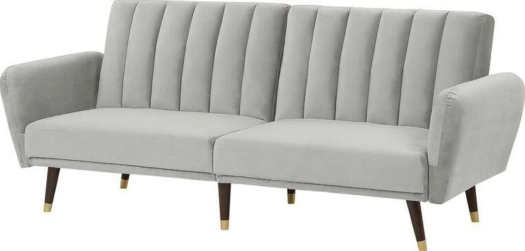 Beliani Trivietė išskleidžiama sofa VIMMERBY, šviesiai pilkas veliūras