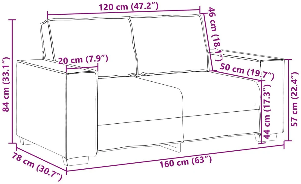 Dvivietė sofa Kapučino 160 cm Dirbtinė oda