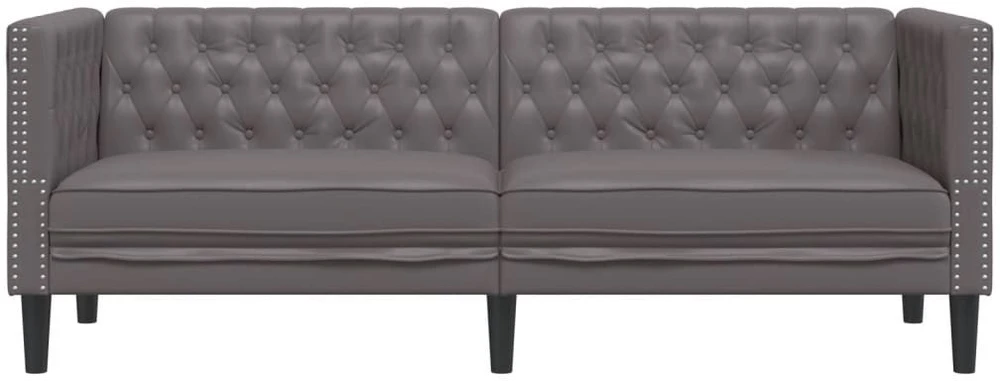 Trivietė chesterfield sofa, pilkos spalvos, dirbtinė oda