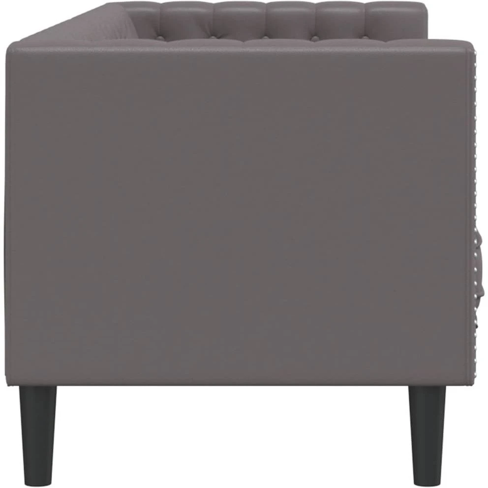 Trivietė chesterfield sofa, pilkos spalvos, dirbtinė oda