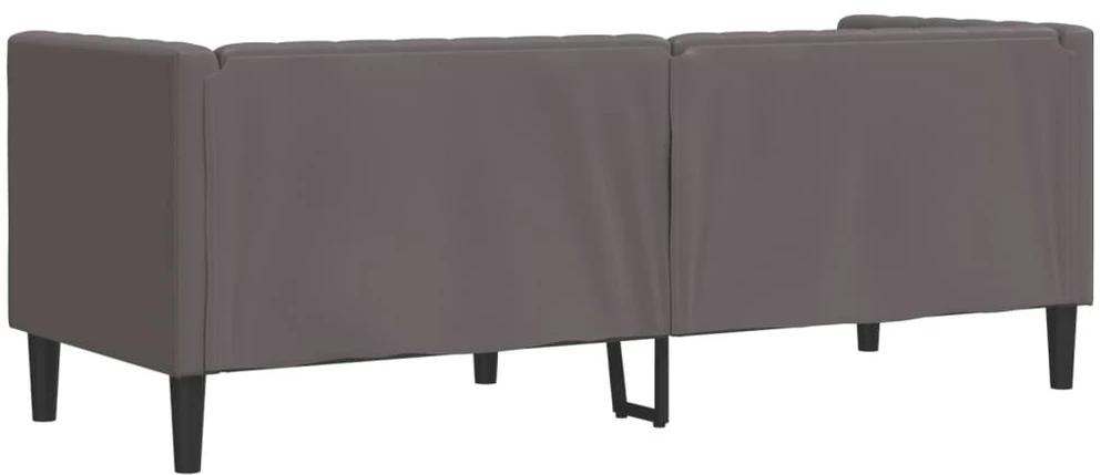 Trivietė chesterfield sofa, pilkos spalvos, dirbtinė oda