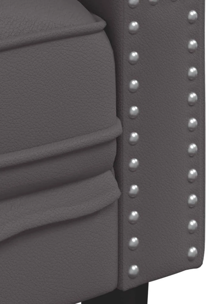 Trivietė chesterfield sofa, pilkos spalvos, dirbtinė oda