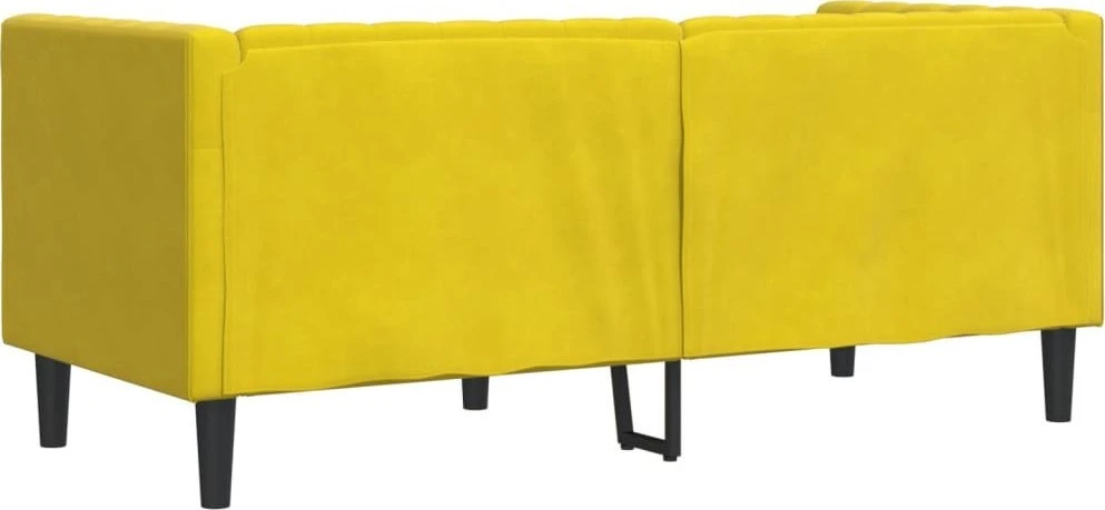 Dvivietė chesterfield sofa su pagalvėlėmis, geltona, aksomas