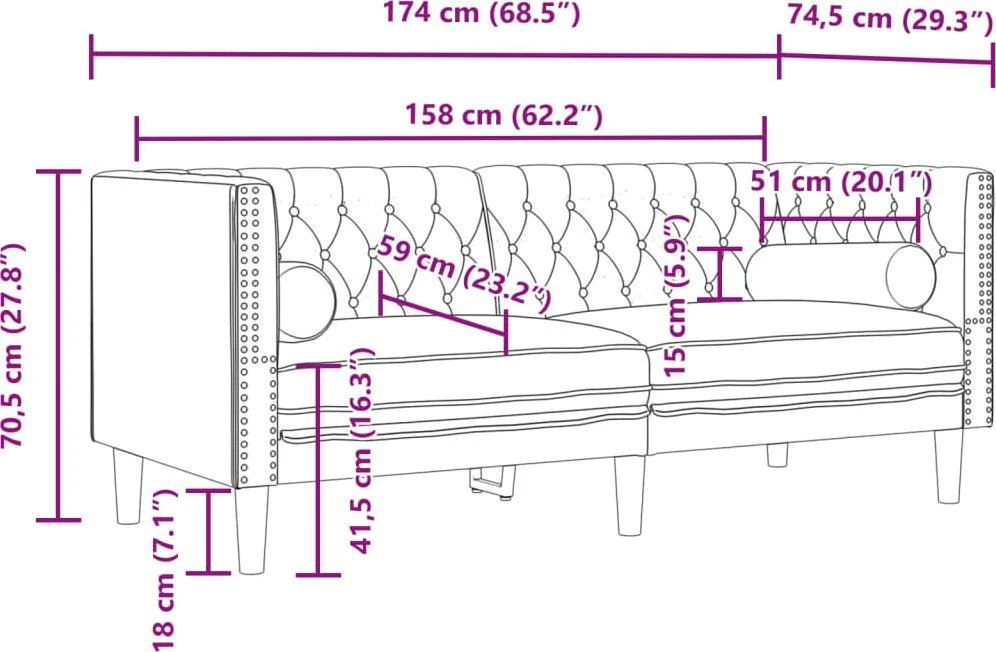 Dvivietė chesterfield sofa su pagalvėlėmis, geltona, aksomas