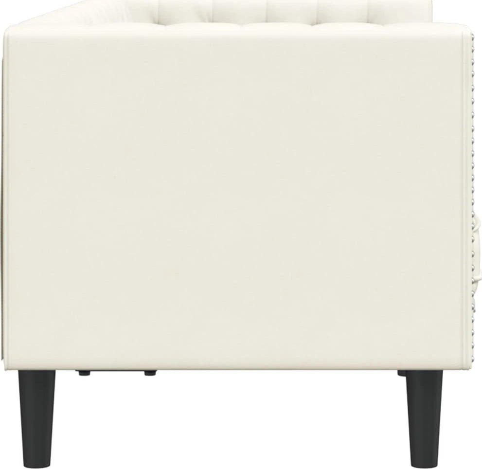 Dvivietė chesterfield sofa su pagalvėlėmis, kreminė, aksomas