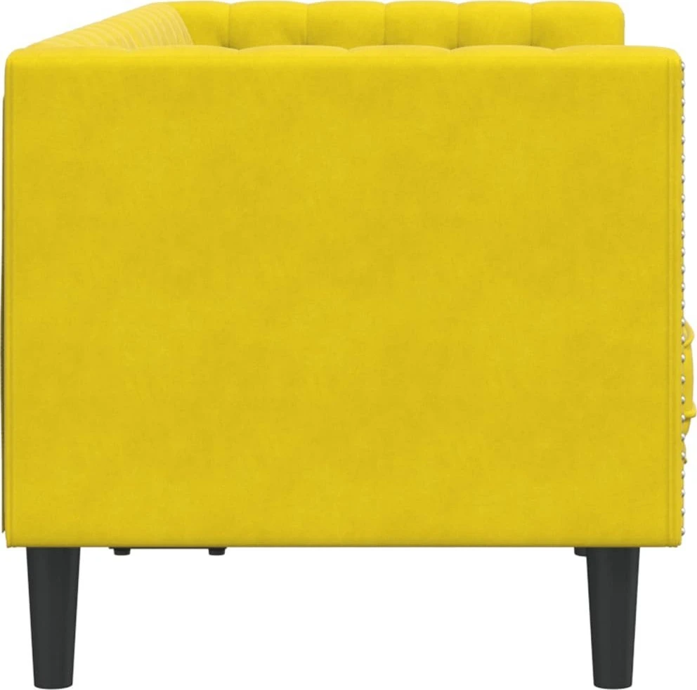 Dvivietė chesterfield sofa su pagalvėlėmis, geltona, aksomas