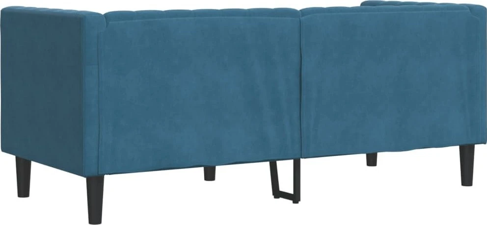 Dvivietė chesterfield sofa su pagalvėlėmis, mėlyna, aksomas