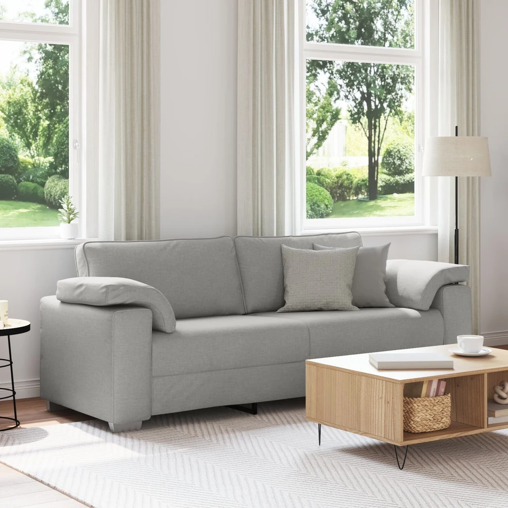 3-Vietis Sofa Debesų pilka 220 cm audinys