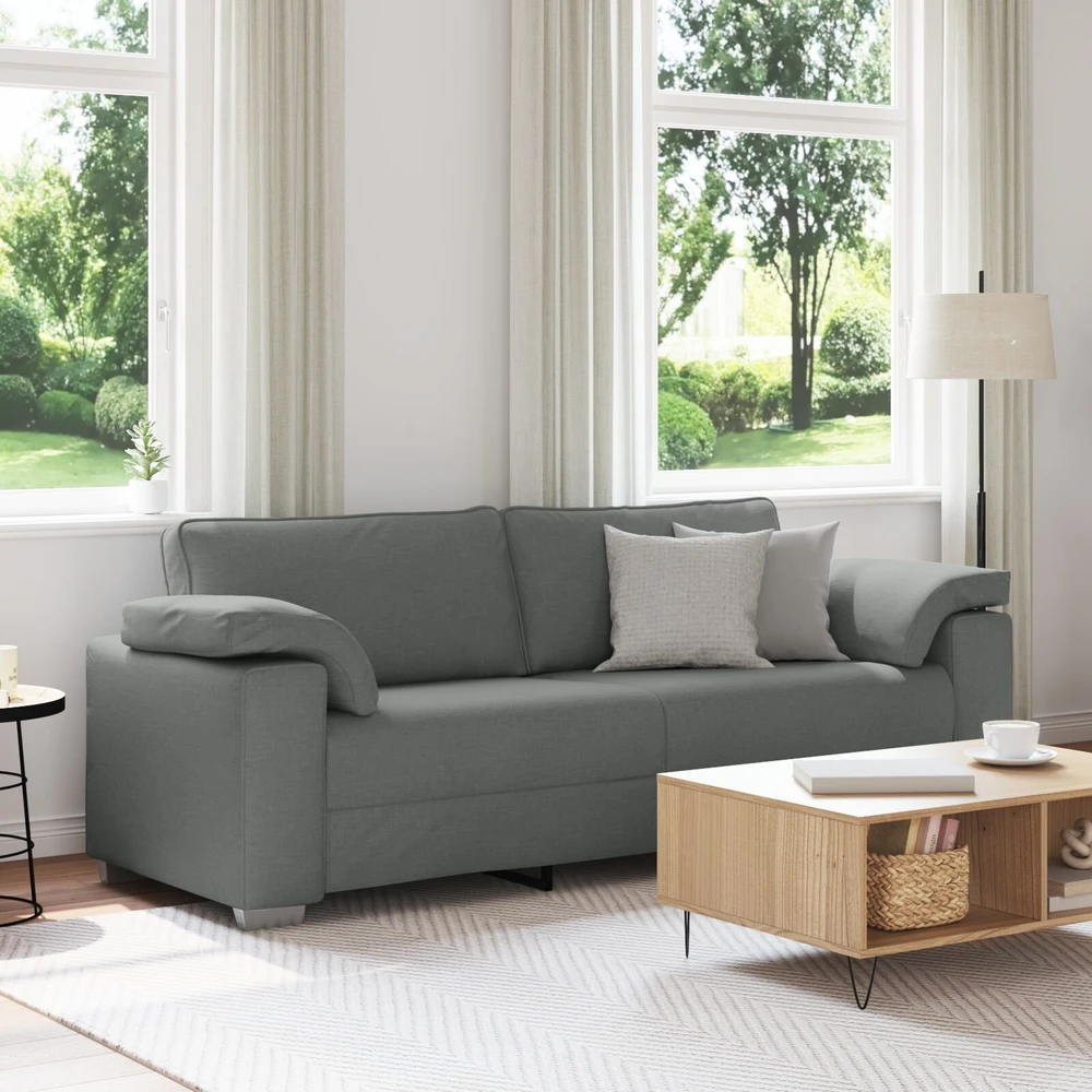 3-Vietis Sofa Tamsiai pilka 220 cm audinys