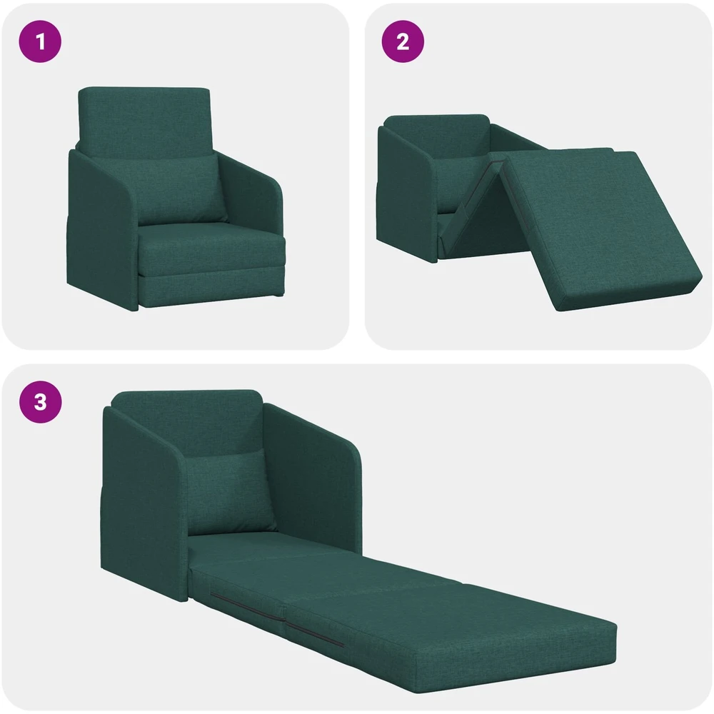 Sofa lova Tamsiai žalia 65 x 80 x 83 cm audinys