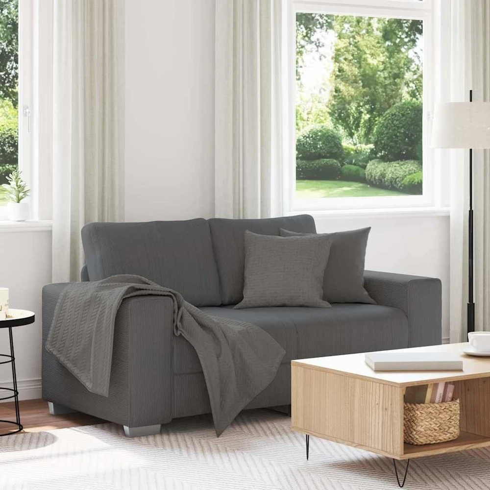 Dvivietė sofa, tamsiai pilka, 160x77x82 cm, velvetas, audinys