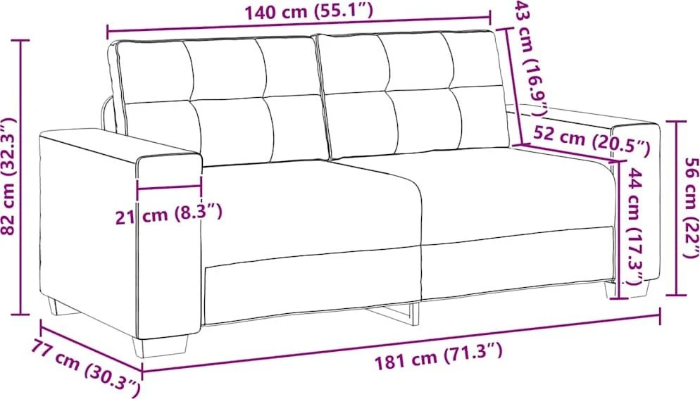 Dvivietė sofa, tamsiai pilka, 180x77x82 cm, audinys