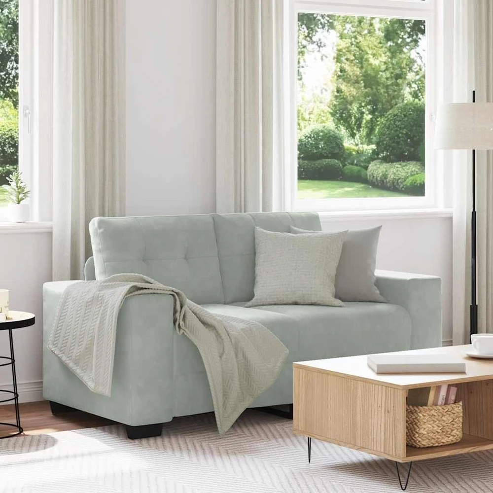 Dvivietė sofa, šviesiai pilka, 160x77x82 cm, aksomas