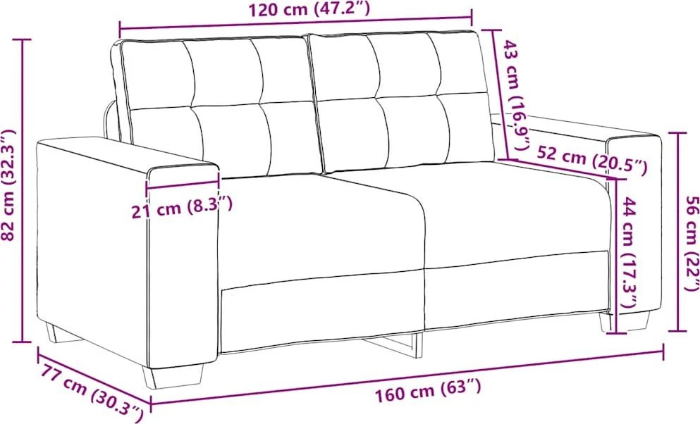 Dvivietė sofa, šviesiai pilka, 160x77x82 cm, aksomas