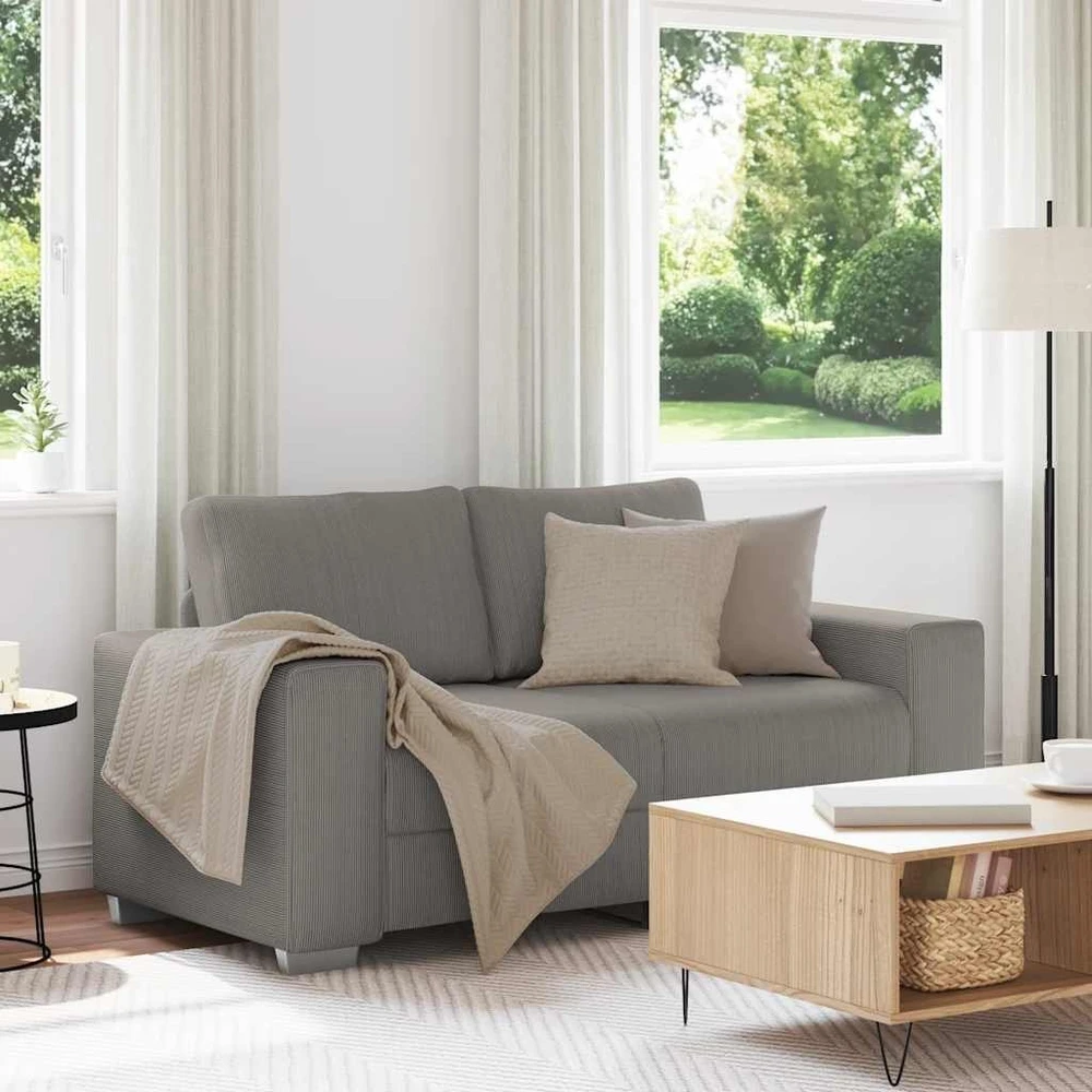 Dvivietė sofa, šviesiai pilka, 160x77x82 cm, velvetas, audinys