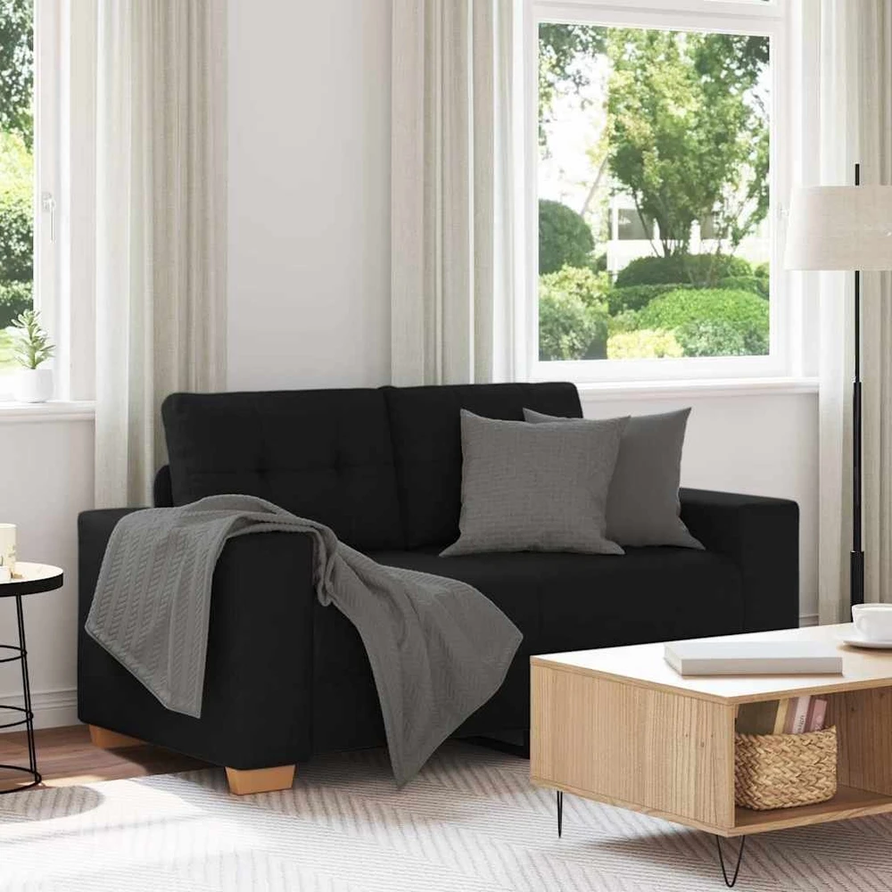 Dvivietė sofa, juoda, 160x77x82 cm, audinys