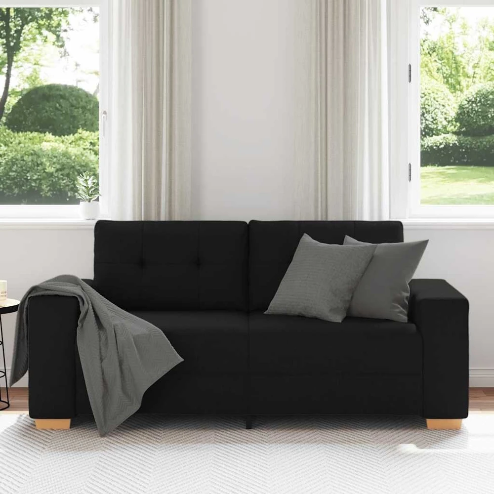 Dvivietė sofa, juoda, 180x77x82 cm, audinys
