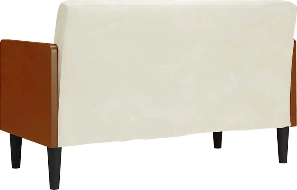 Dvivietė sofa su pagalvėlėmis, kreminės spalvos, 110 cm, aksomas
