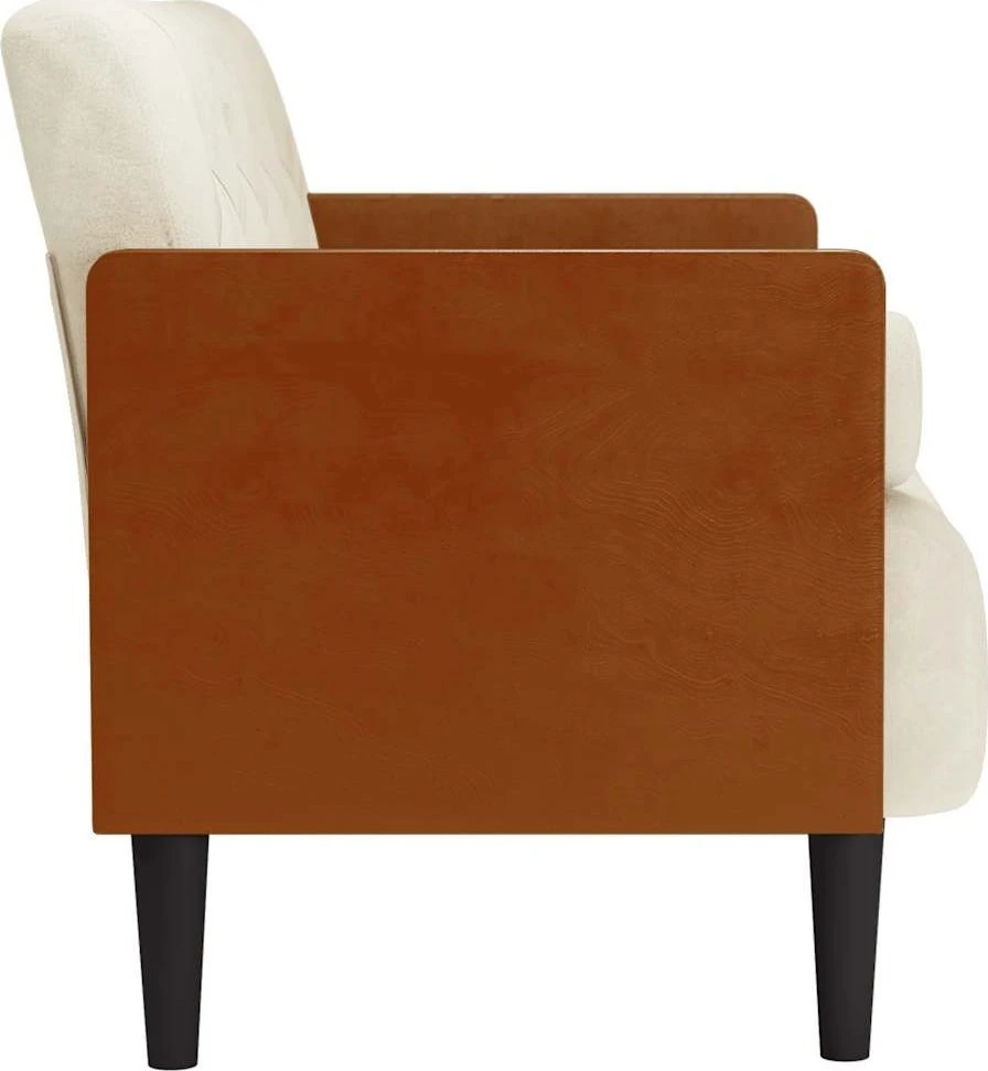 Dvivietė sofa su pagalvėlėmis, kreminės spalvos, 110 cm, aksomas