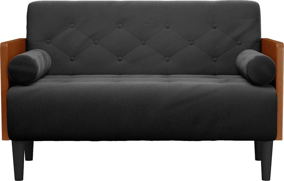 Dvivietė sofa su pagalvėlėmis, juoda, 110 cm, aksomas