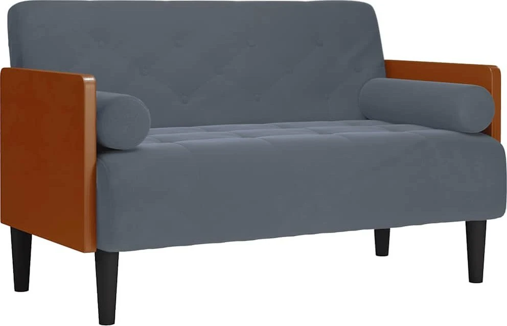 Dvivietė sofa su pagalvėlėmis, tamsiai pilka, 110 cm, aksomas