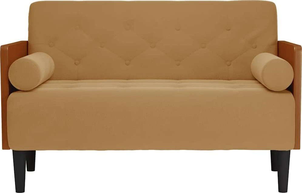 Dvivietė sofa su pagalvėlėmis, ruda, 110 cm, aksomas