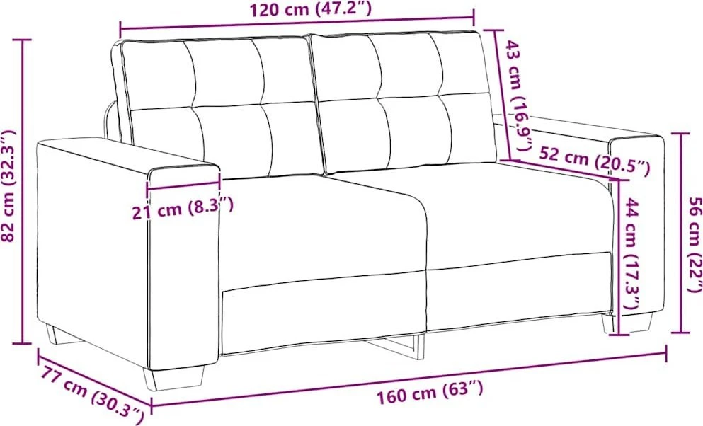 Dvivietė sofa, vyno raudonumo, 160x77x82 cm, audinys