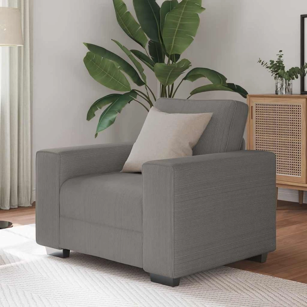 Sofa-kėdė, šviesiai pilka, 100x77x82 cm, velvetas, audinys