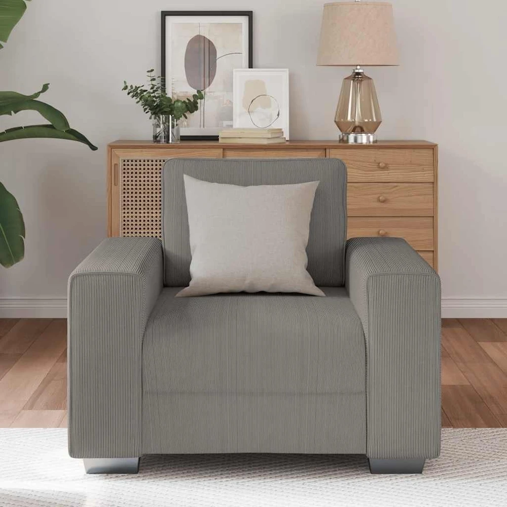 Sofa-kėdė, šviesiai pilka, 100x77x82 cm, velvetas, audinys
