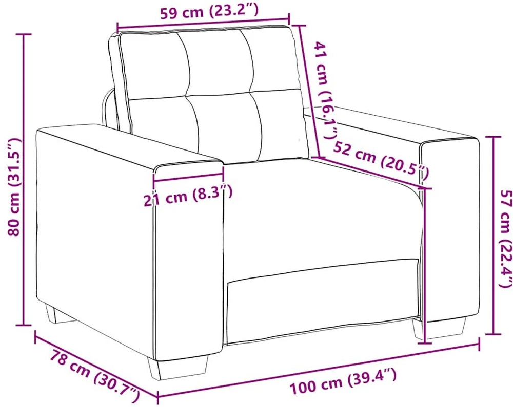 Sofa Sofos krėslas, rožinė, 100x78x80 cm, aksomas
