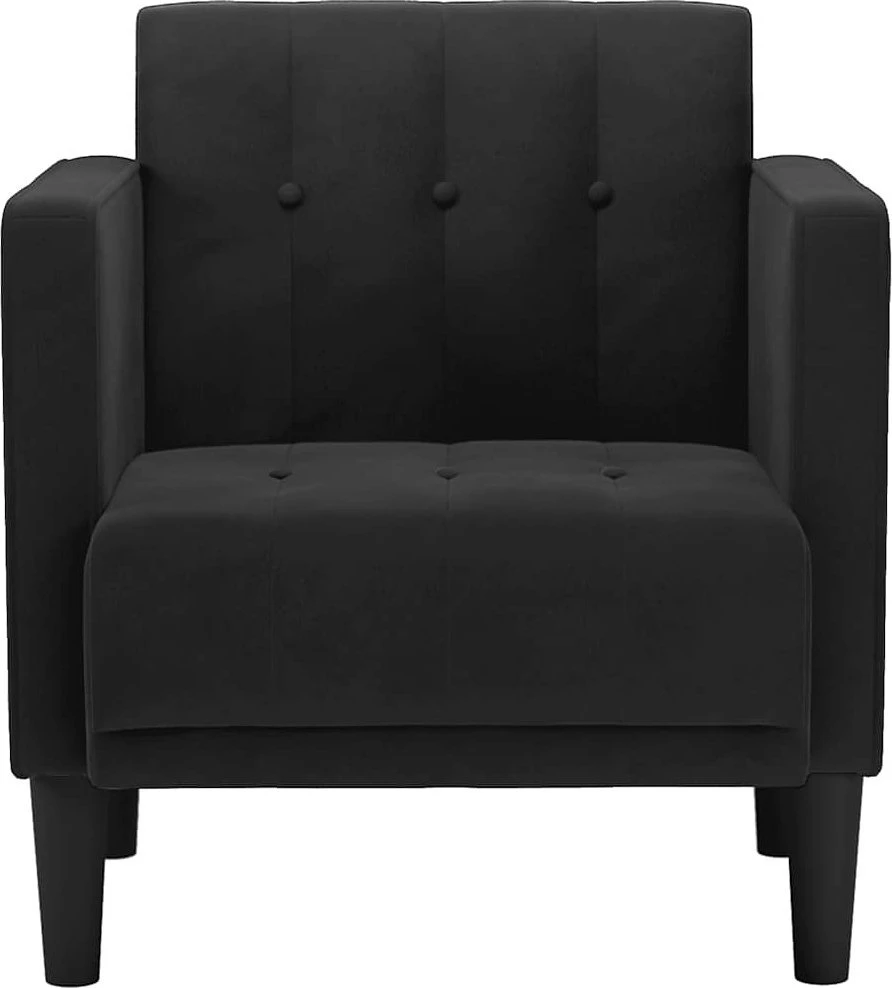 Fotelis Sofa-kėdė su porankiais, juoda, 53 cm, aksominė