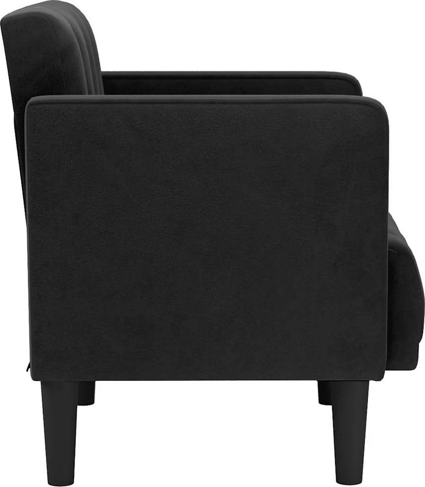 Fotelis Sofa-kėdė su porankiais, juoda, 53 cm, aksominė