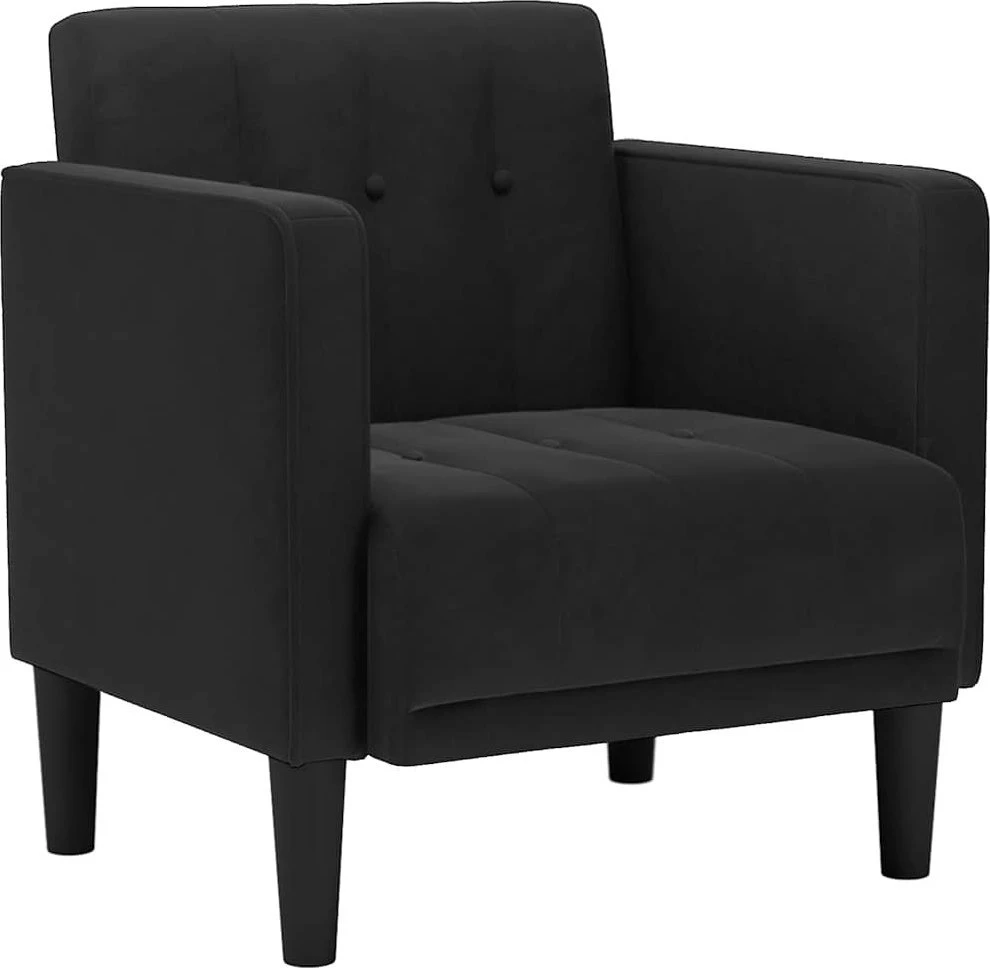 Fotelis Sofa-kėdė su porankiais, juoda, 53 cm, aksominė