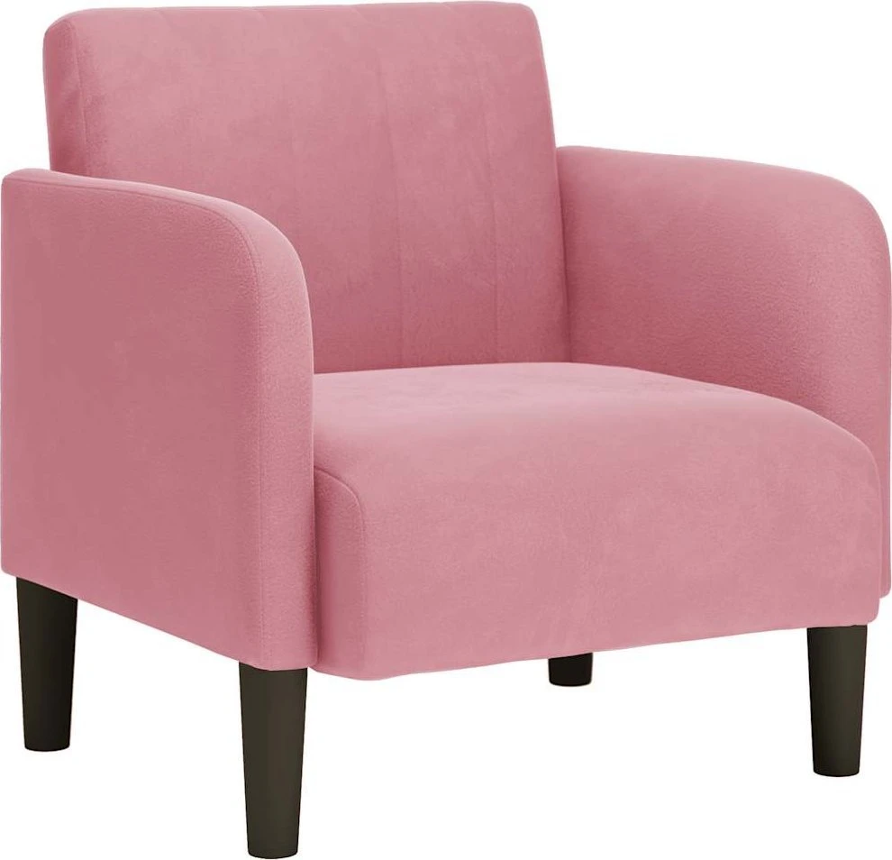 Fotelis Sofa-kėdė su porankiais, rožinė, 54 cm, aksomas