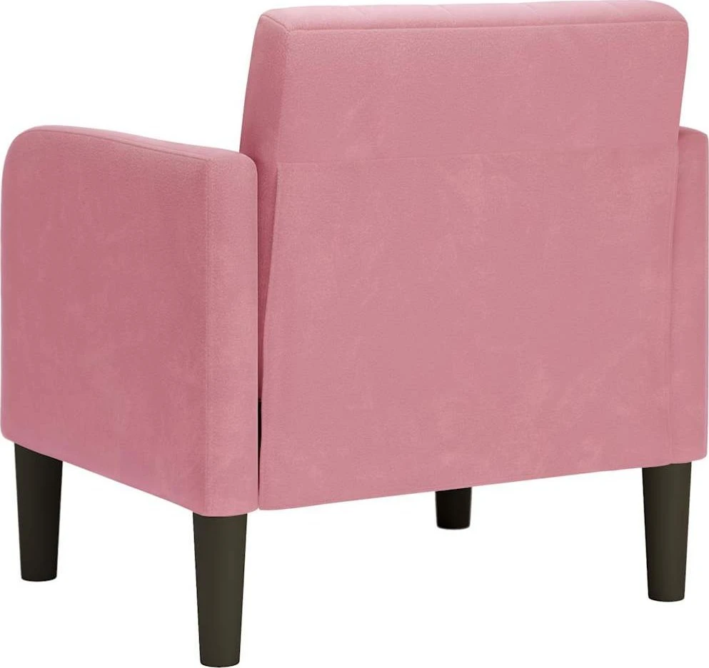 Fotelis Sofa-kėdė su porankiais, rožinė, 54 cm, aksomas