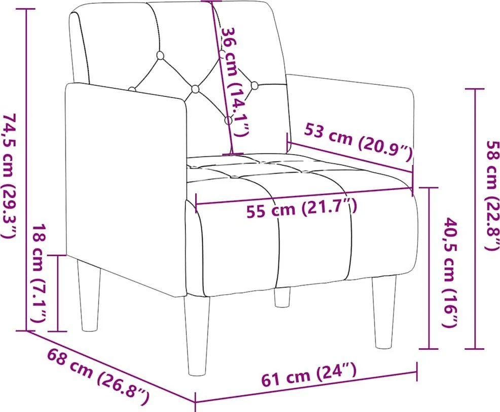 Fotelis Sofa-kėdė su porankiais, tamsiai pilka, 55 cm, aksomas