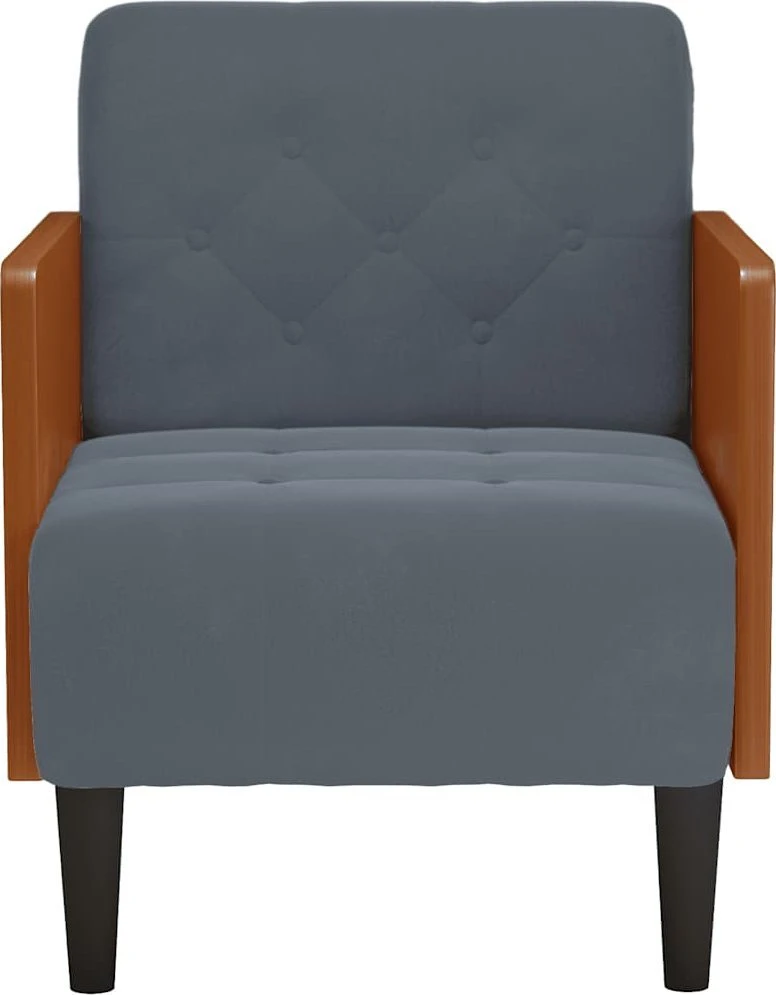Fotelis Sofa-kėdė su porankiais, tamsiai pilka, 55 cm, aksomas