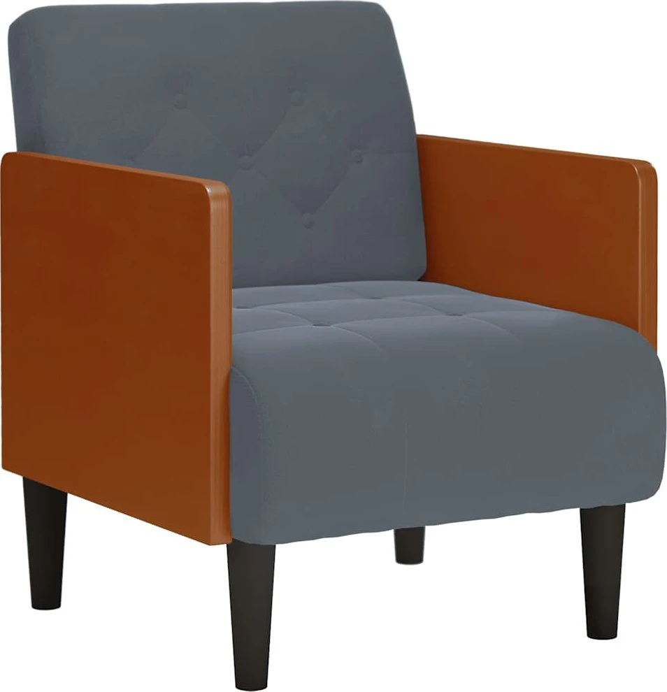 Fotelis Sofa-kėdė su porankiais, tamsiai pilka, 55 cm, aksomas