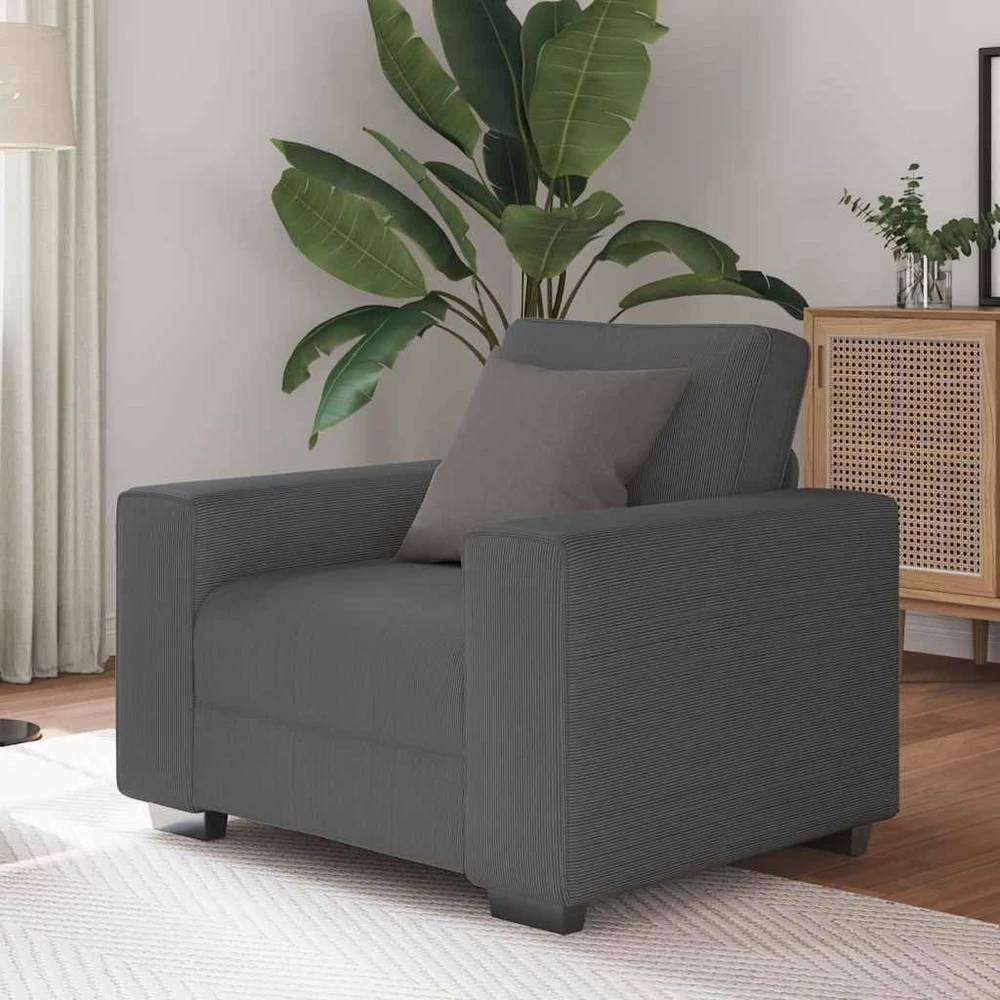 Sofa-kėdė, tamsiai pilka, 100x77x82 cm, velvetas, audinys