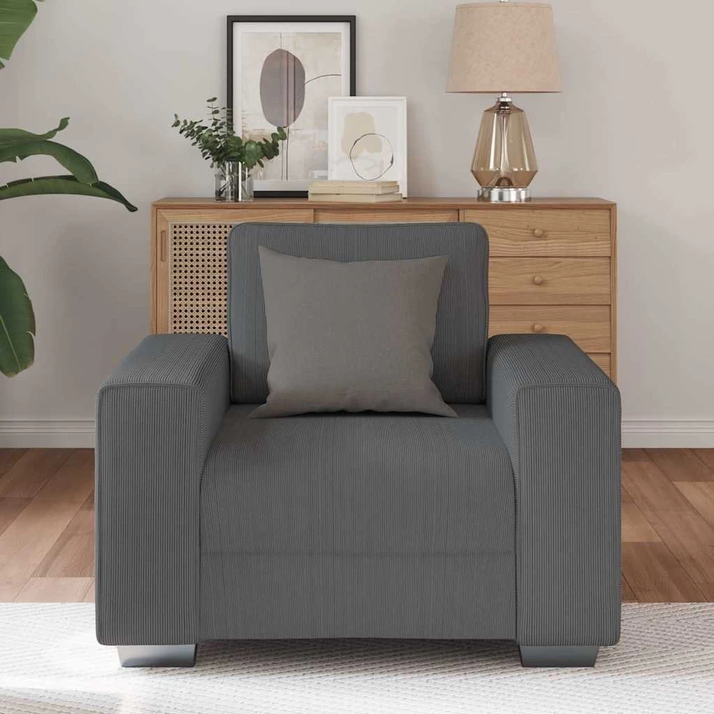 Sofa-kėdė, tamsiai pilka, 100x77x82 cm, velvetas, audinys