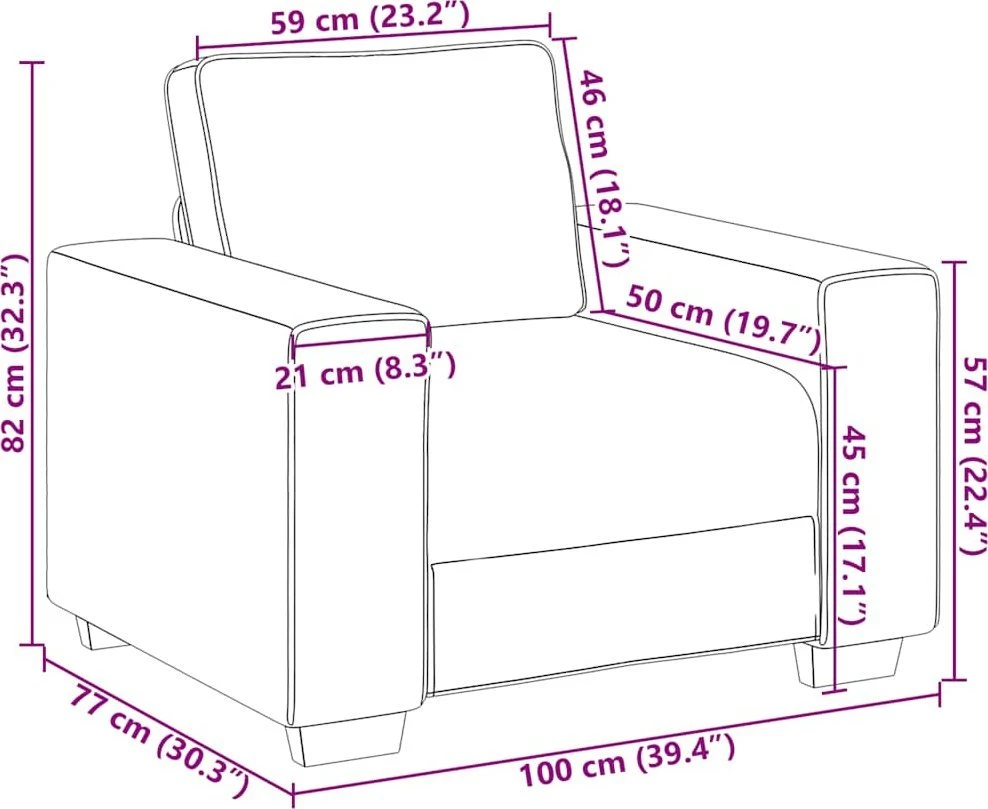Fotelis Sofa-kėdė, tamsiai pilka, 100x77x82 cm, audinys