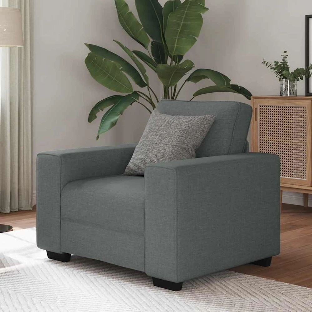 Fotelis Sofa-kėdė, tamsiai pilka, 100x77x82 cm, audinys