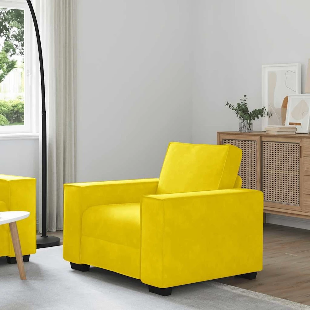 Sofa-kėdė, geltona, 100x78x84 cm, aksomas