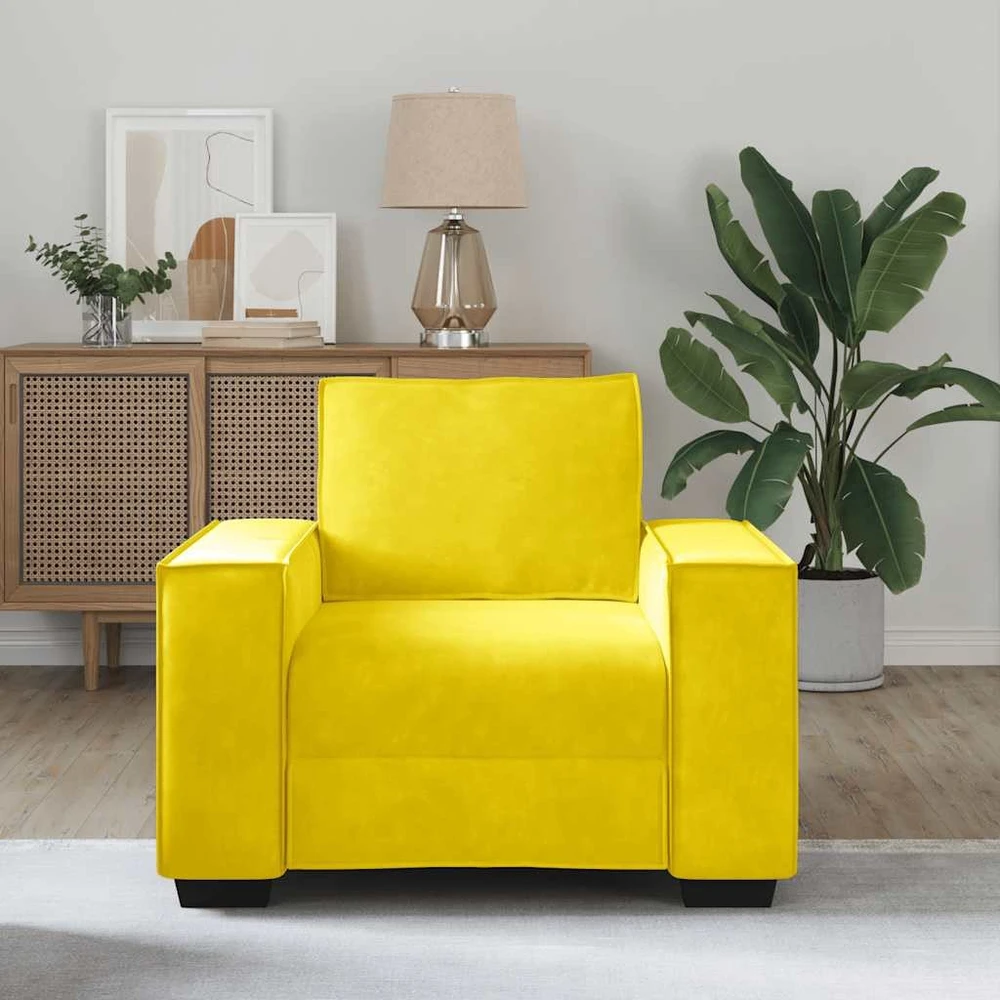 Sofa-kėdė, geltona, 100x78x84 cm, aksomas