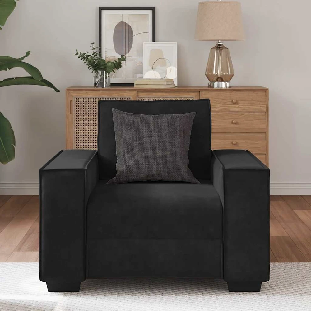 Sofa-kėdė, juoda, 100x78x84 cm, aksominis