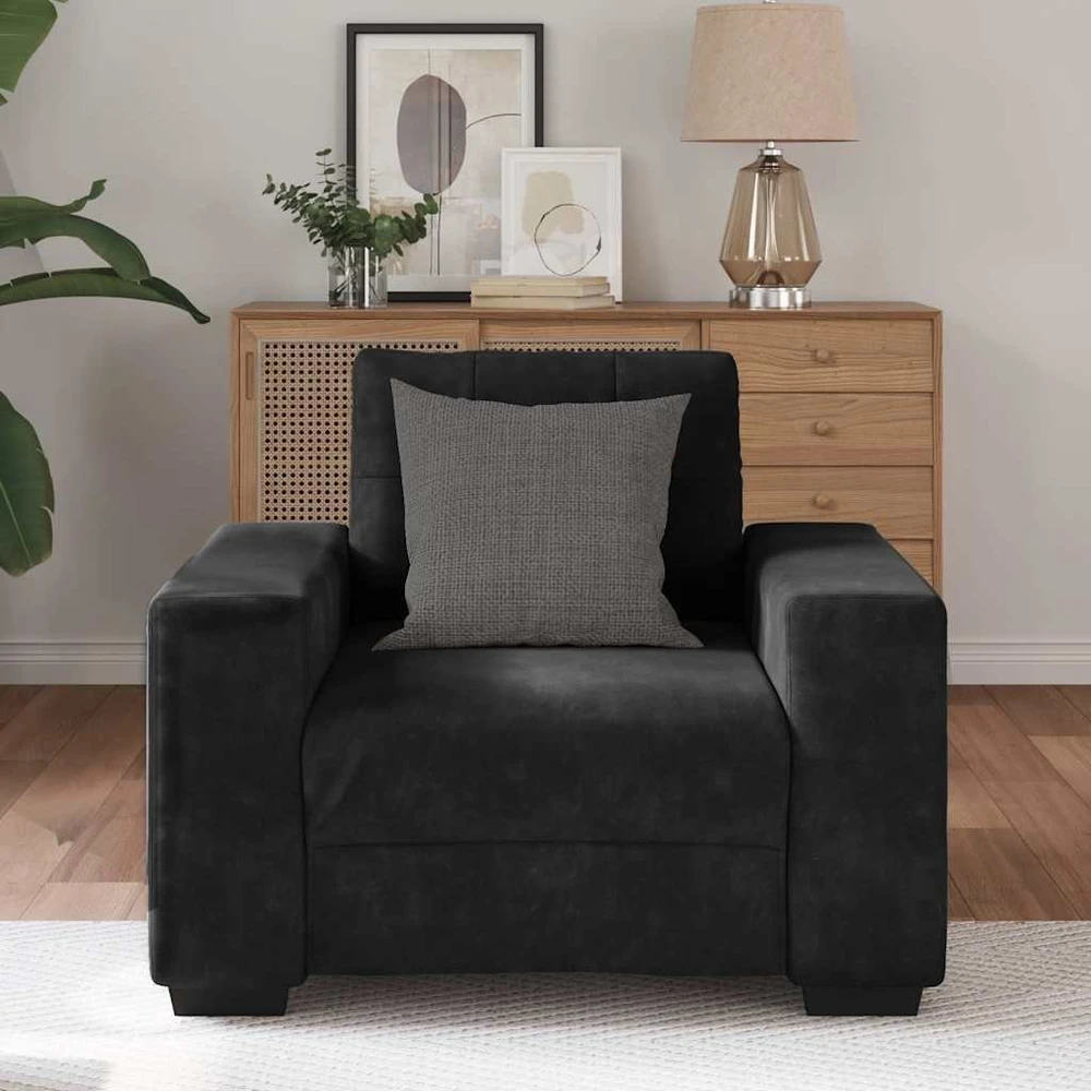 Sofa-kėdė, juoda, 100x78x80 cm, aksomas